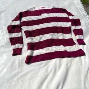 Pink Lily Wishing to see you maroon striped sweater